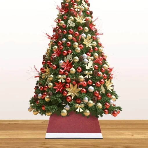 The Living Store Kerstboomkraag - Rood/Wit - 25Cm - Stof/Karton Cheap