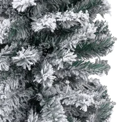 The Living Store Kerstboom Met Led's En Sneeuwvlokken Smal 210 Cm Pvc Groen - Decoratieve Kerstboom Sale