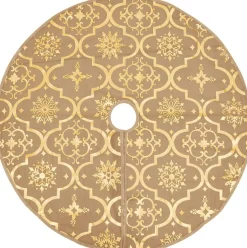 The Living Store Kerstboomrok O122 Cm - Met Sneeuwpatroon - Inclusief Kerstsok Geel Clearance