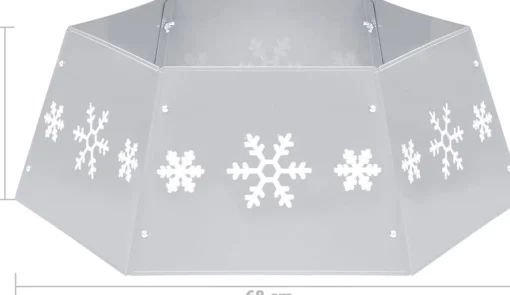 The Living Store Kerstboomkraag Metalen En Wit - 52.5 Cm Bovenkant - 68 Cm Onderkant - 25 Cm Hoogte - Sneeuwvlokkenprint - Montage Vereist Shop