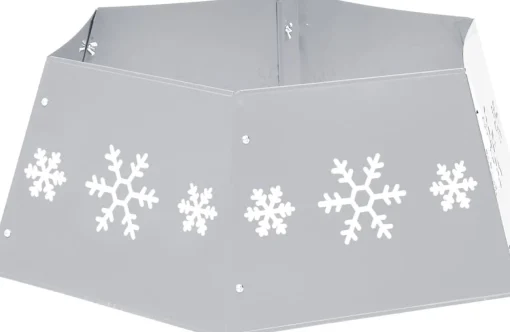 The Living Store Kerstboomkraag Metalen En Wit - 52.5 Cm Bovenkant - 68 Cm Onderkant - 25 Cm Hoogte - Sneeuwvlokkenprint - Montage Vereist Shop