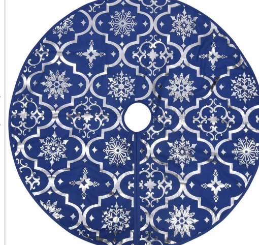 The Living Store Kerstboomrok 90 Cm - Met Sneeuwpatroon - Inclusief Kerstsok Blauw Best