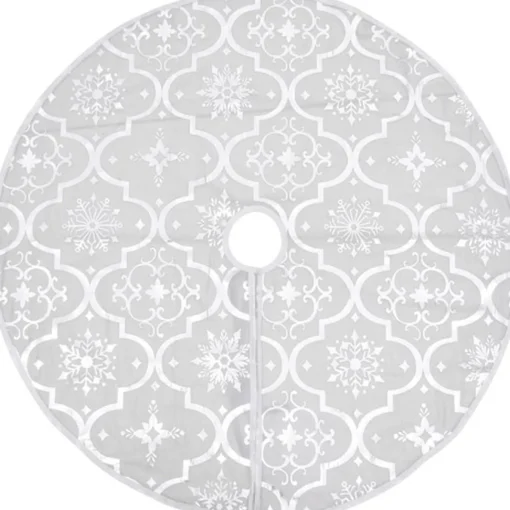 The Living Store Kerstboomrok Luxe 122 Cm - Stof - Sneeuwpatroon - Inclusief Kerstsok Wit Shop
