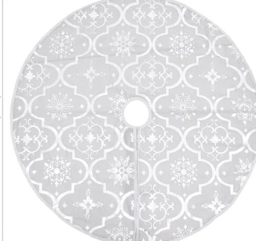 The Living Store Kerstboomrok Luxe 122 Cm - Stof - Sneeuwpatroon - Inclusief Kerstsok Wit Shop