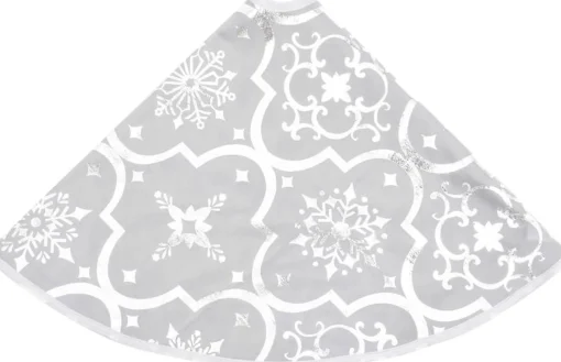 The Living Store Kerstboomrok Luxe 122 Cm - Stof - Sneeuwpatroon - Inclusief Kerstsok Wit Shop