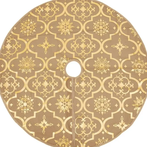 The Living Store Kerstboomrok 90 Cm Diameter - Met Sneeuwpatroon - Inclusief Kerstsok Geel Store