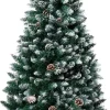 The Living Store Kunstkerstboom 150 Cm - Groen En Wit - Met 680 Uiteinden En Witte Sneeuw - Inclusief Dennenappels - Pvc En Staal Cheap