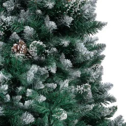 The Living Store Kunstkerstboom 150 Cm - Groen En Wit - Met 680 Uiteinden En Witte Sneeuw - Inclusief Dennenappels - Pvc En Staal Cheap