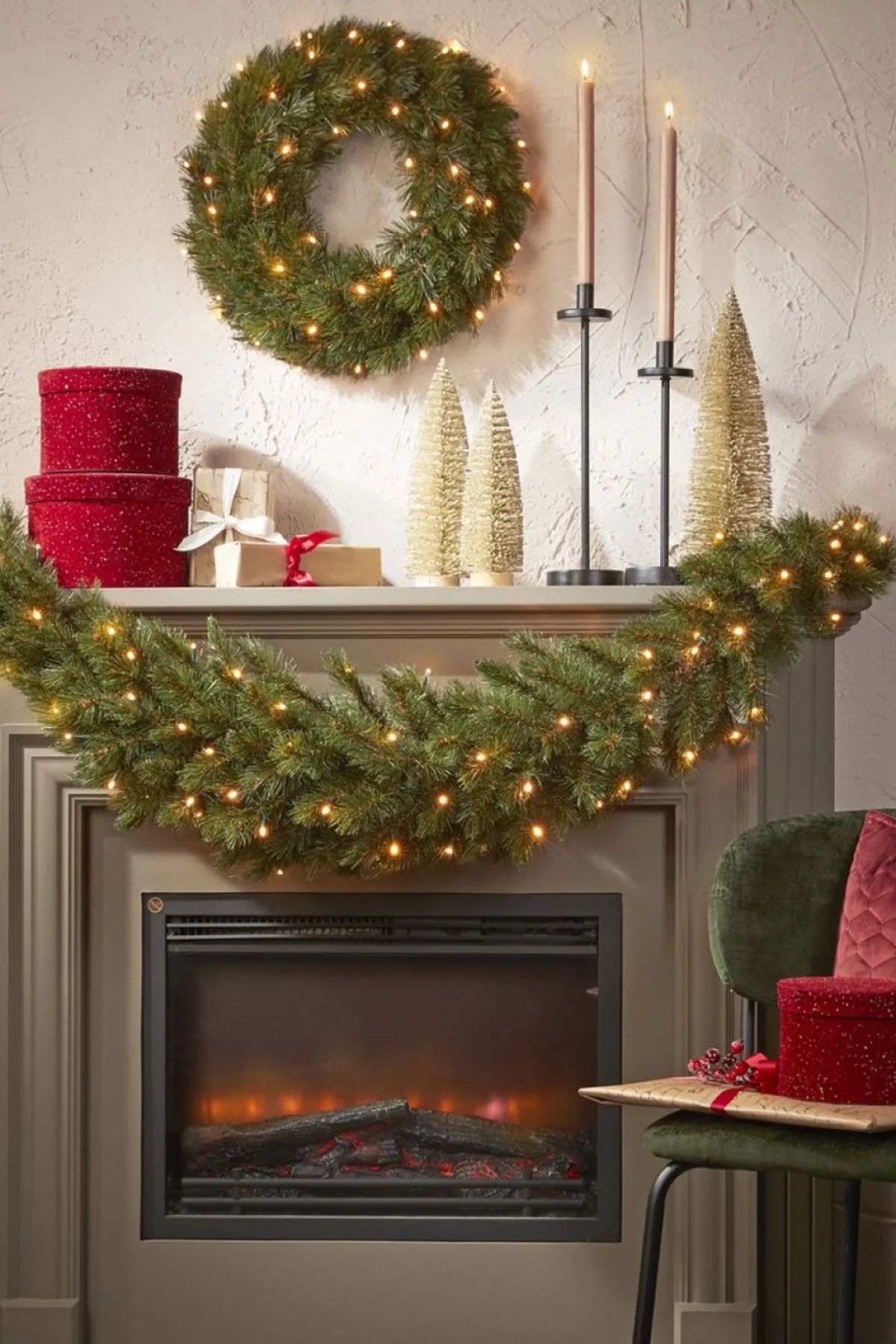 Triumph Tree Kerstkransen> Forest Frosted Kerstkrans Met Led Verlichting - O45 Cm - Groen