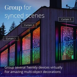 Twinkly Curtain – App-Gestuurde Led Gordijn Lichtsnoer Met 210 Rgb + W (16 Miljoen Kleuren + Warm Wit) Led's. 1,5 X 2,1 Meter. Transparante Draad. Binnen En Buiten Slimme Verlichting Decoratie Sale