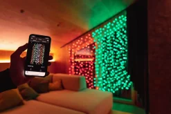 Twinkly Curtain – App-Gestuurde Led Gordijn Lichtsnoer Met 210 Rgb + W (16 Miljoen Kleuren + Warm Wit) Led's. 1,5 X 2,1 Meter. Transparante Draad. Binnen En Buiten Slimme Verlichting Decoratie Sale