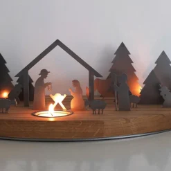 Unoferrum Kerststallen></noscript>-Silhouette-Kerstgroep-Edelstaal-Eiken