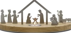 Unoferrum Kerststallen>-Silhouette-Kerstgroep-Medium-Edelstaal-Eikenhout