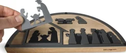 Unoferrum Kerststallen></noscript>-Silhouette-Kerstgroep-Medium-Edelstaal-Eikenhout