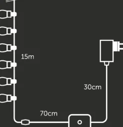 Vellight Tuya Led - 15 M - 15 Meerkleurige Lampen - Zwarte Draad - Smart New