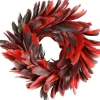 b-home-interieur.be Kerstkransen>Veren Krans Rood - Decoratieve Krans - Lente Krans - Diameter 15Cm