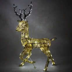 MonsterShop Verlicht Kerstfiguur: Rendier - Goud - 200 Lichtjes - Stroomkabel Van 12 Meter - Kerstverlichting - Kerstfiguur Ree Dier Dieren - Buitenverlichting Kerst Best Sale