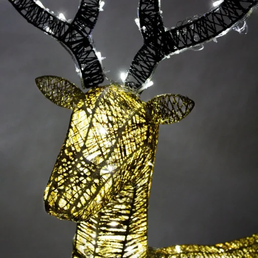 MonsterShop Verlicht Kerstfiguur: Rendier - Goud - 200 Lichtjes - Stroomkabel Van 12 Meter - Kerstverlichting - Kerstfiguur Ree Dier Dieren - Buitenverlichting Kerst Best Sale