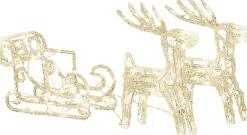 Konst Smide Verlicht Kerstfiguur Voor Buiten - Rendier En Slee - 96 Leds - Warm Wit - 42 Cm Hoog - Kerstverlichting Sale