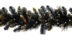 A Perfect Christmas Guirlandes>Verlichte Guirlande "Shimmery Golden Black Bristle" - L274 Cm - Met Verlichting En Gouden Glitter