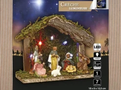 Feeric lights u0026 Christmas Kerststallen></noscript>Verlichte Kerststal Met Beelden - L18 X B8 X H13,5 Cm - Op Batterijen