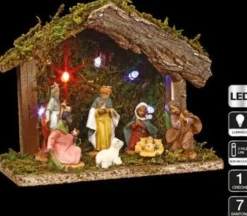 Feeric lights u0026 Christmas Kerststallen></noscript>Verlichte Kerststal Met Beelden - L18 X B8 X H13,5 Cm - Op Batterijen