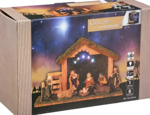 Feeric lights u0026 Christmas Kerststallen>Verlichte Kerststal Met Beelden - L32 X B13 X H20 Cm - Op Batterij