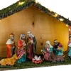 Merkloos Kerststallen>Verlichte Kerststal Met Kerststal Beeldjes 40 X 16 X 25,5 Cm - Kerststalletjes/Kerststallen Met Licht/Verlichting