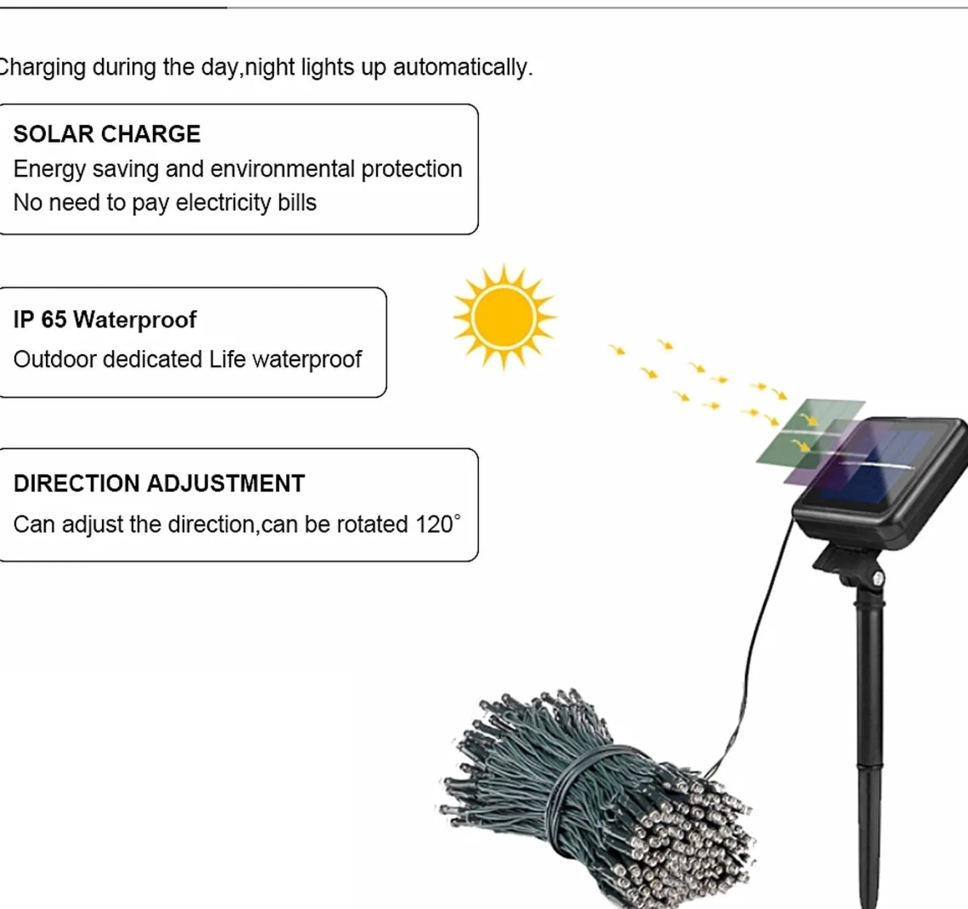 Merkloos Viatel Solar Lichtslang Led - Lichtsnoer Voor Buiten Met 240 Lichts - 24 Meter - Buiten Verlichting - Tuin Verlichting - Ip65 - 3000 K Warm Blue Light - Schemer Sensor Flash Sale
