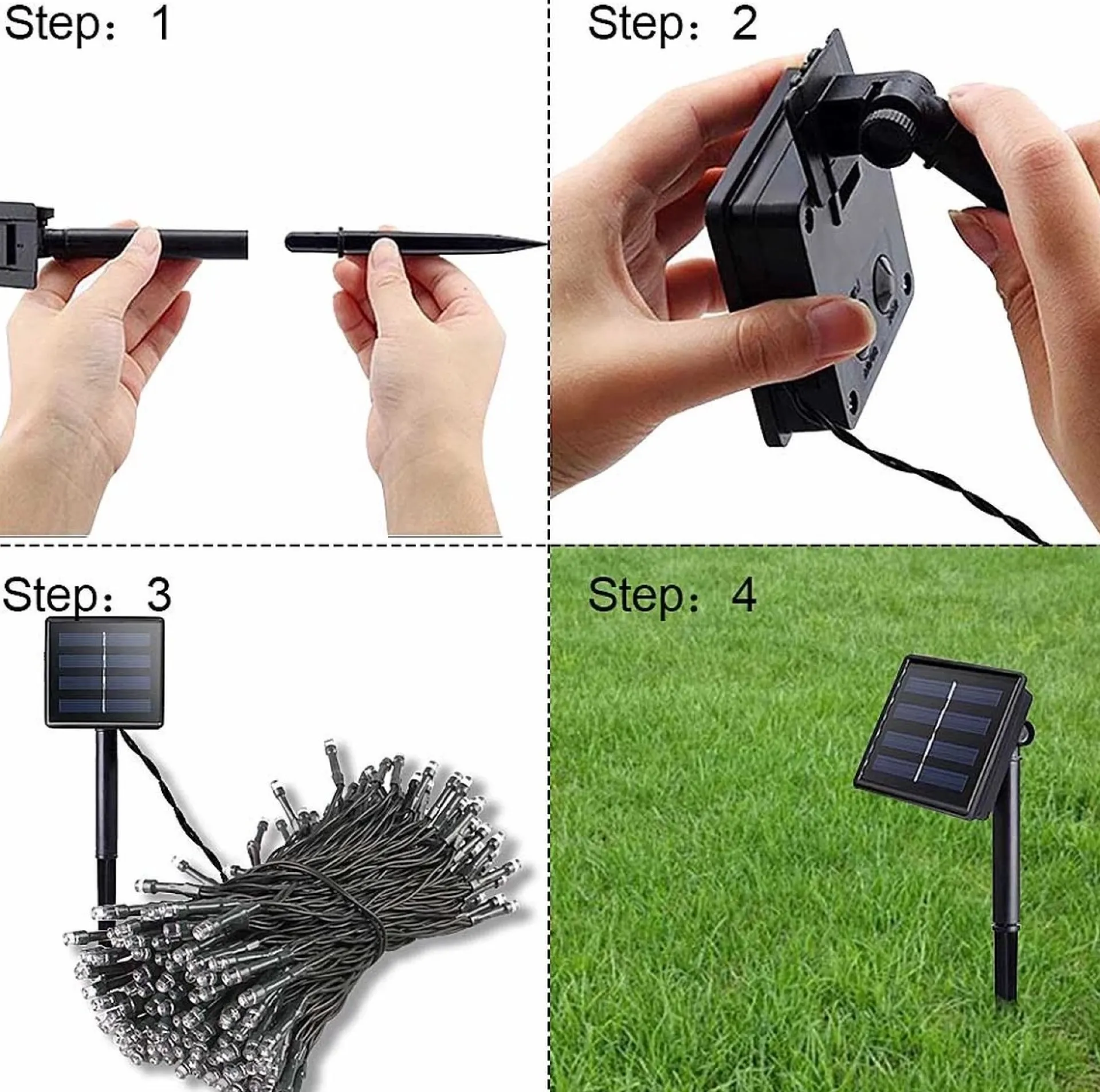 Merkloos Viatel Solar Lichtslang Led - Lichtsnoer Voor Buiten Met 240 Lichts - 24 Meter - Buiten Verlichting - Tuin Verlichting - Ip65 - 3000 K Warm Blue Light - Schemer Sensor Flash Sale