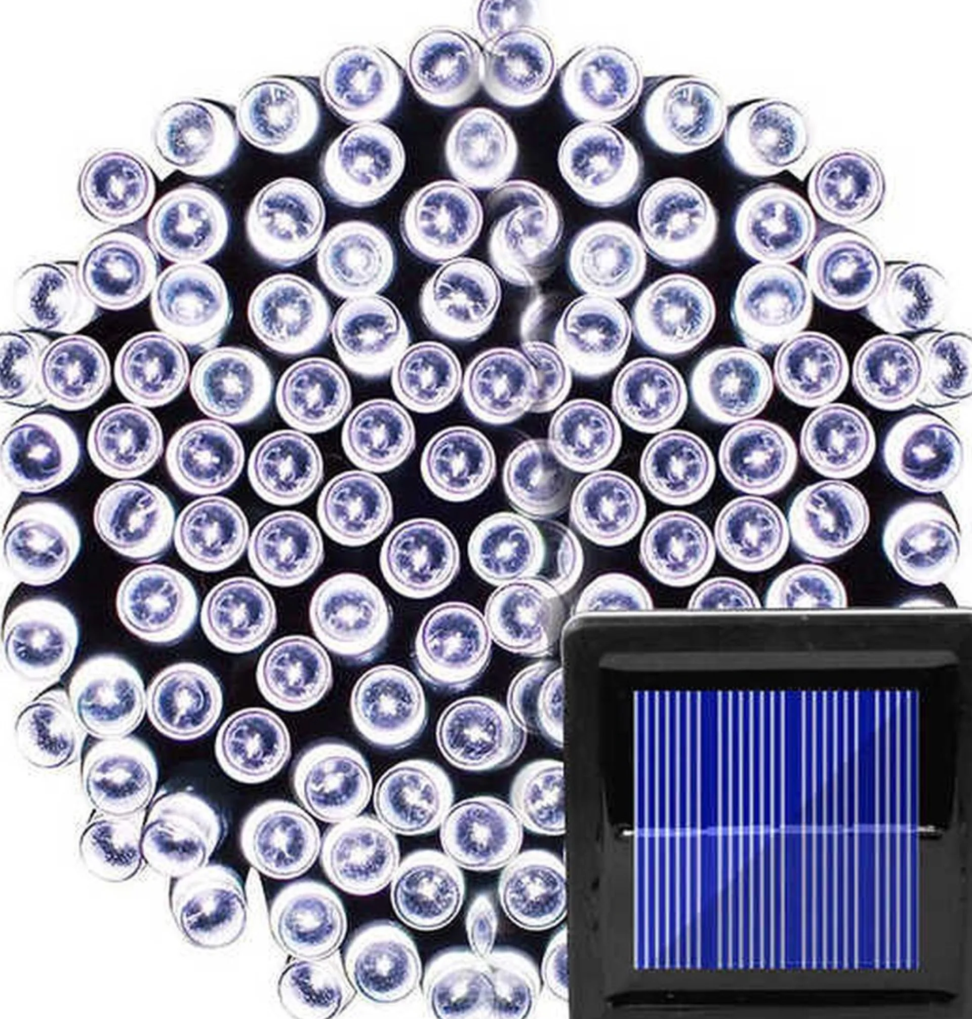 Merkloos Viatel Solar Lichtslang Led - Lichtsnoer Voor Buiten Met 240 Lichts - 24 Meter - Buiten Verlichting - Tuin Verlichting - Ip65 - 3000 K Warm Blue Light - Schemer Sensor Flash Sale