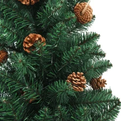 VidaLife Kerstboom Met Led's En Hout En Dennenappels Smal 180 Cm Groen Outlet