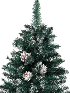 VidaLife Kerstboom Met Led's En Hout En Witte Sneeuw Smal 180 Cm Groen Best