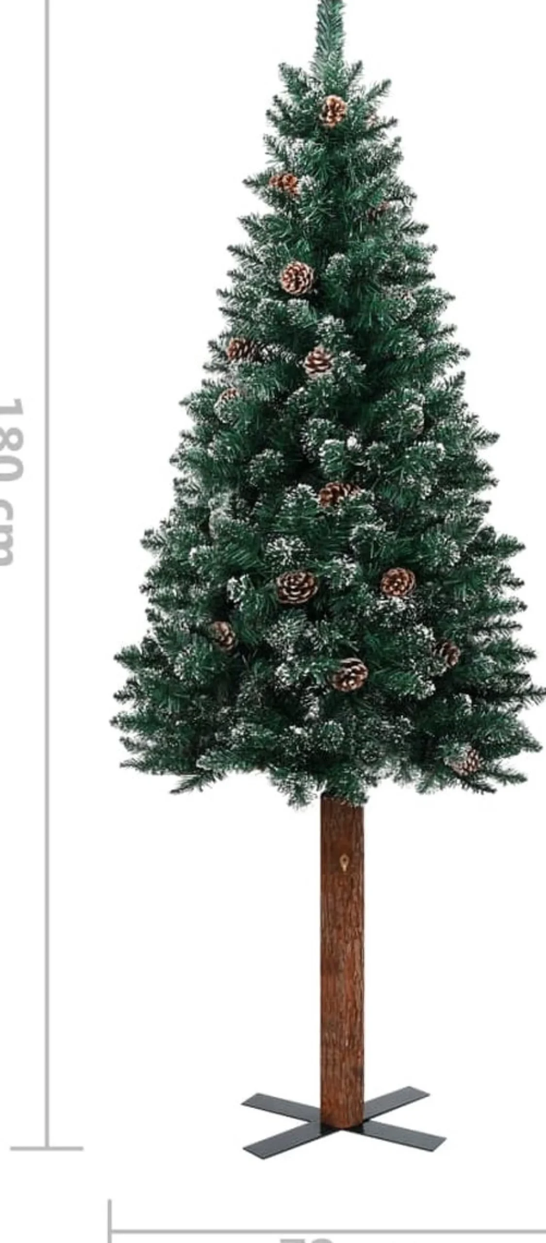 VidaLife Kerstboom Met Led's En Hout En Witte Sneeuw Smal 180 Cm Groen Best