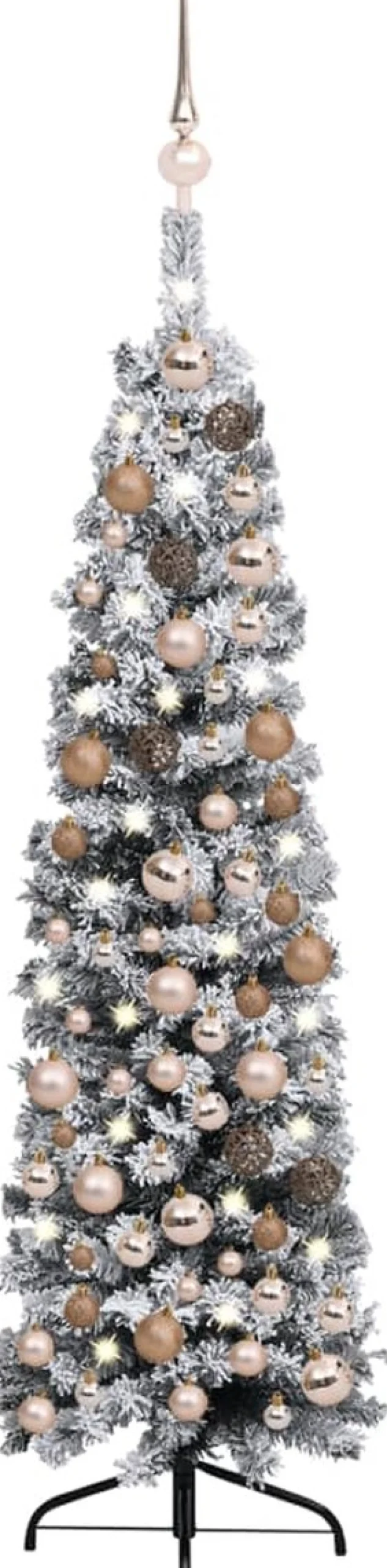 VidaLife Kerstboom Met Led's, Kerstballen En Sneeuw Smal 120 Cm Groen Cheap
