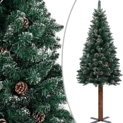 VidaLife Kerstboom Met Led's En Hout En Witte Sneeuw Smal 150 Cm Groen Online