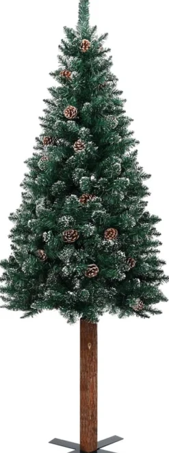 VidaLife Kerstboom Met Led's En Hout En Witte Sneeuw Smal 150 Cm Groen Online