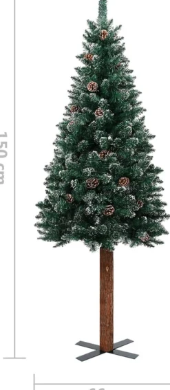 VidaLife Kerstboom Met Led's En Hout En Witte Sneeuw Smal 150 Cm Groen Online