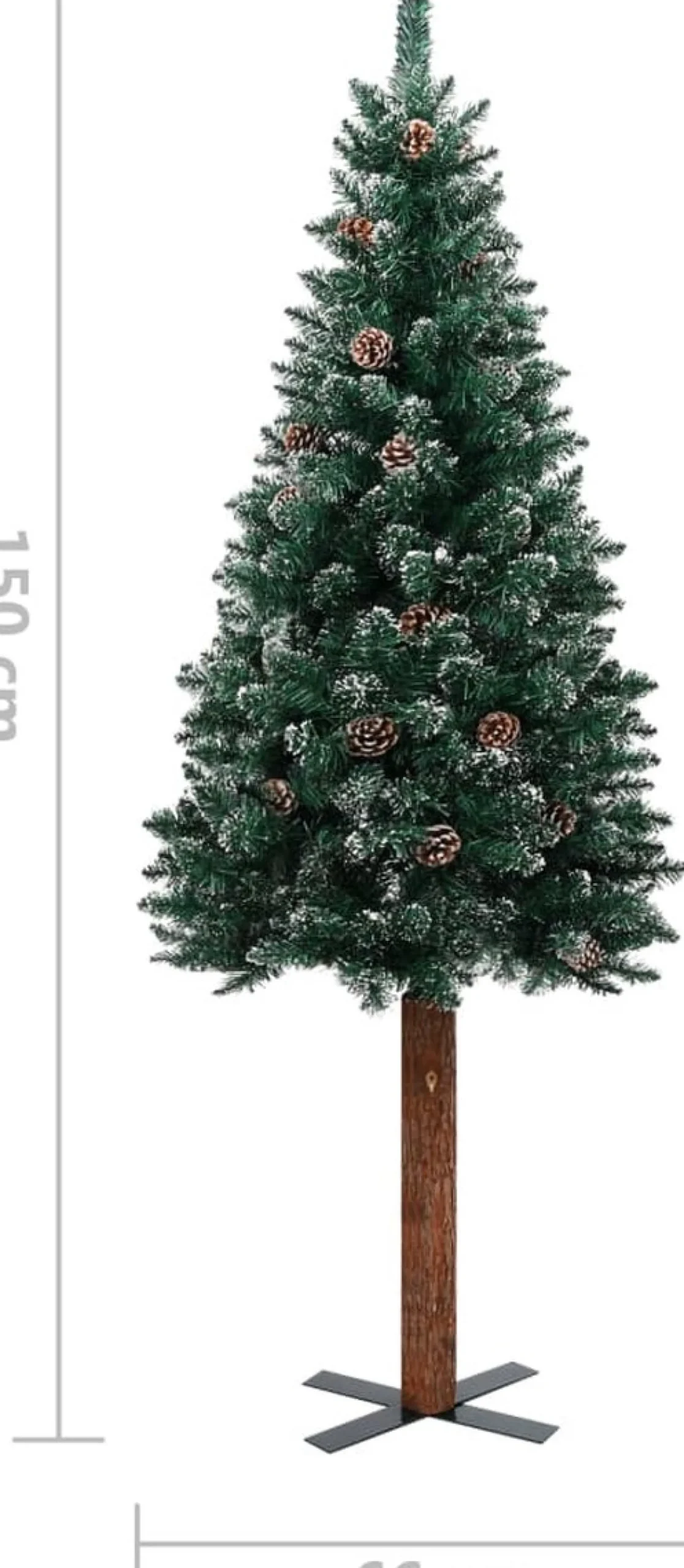 VidaLife Kerstboom Met Led's En Hout En Witte Sneeuw Smal 150 Cm Groen Online