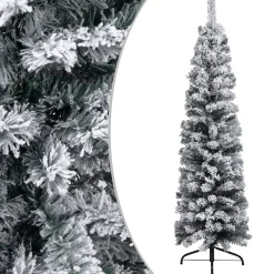 VidaLife Kerstboom Met Led's En Sneeuwvlokken Smal 150 Cm Pvc Groen Hot