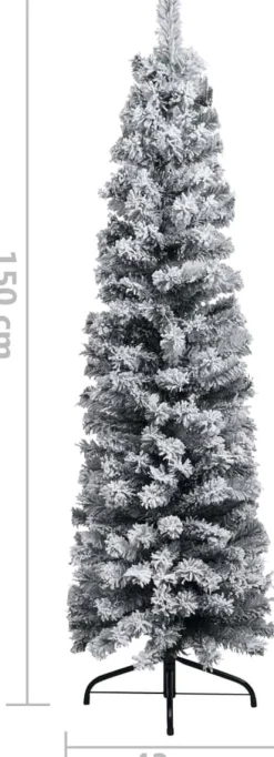 VidaLife Kerstboom Met Led's En Sneeuwvlokken Smal 150 Cm Pvc Groen Hot