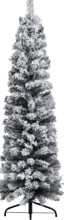 VidaLife Kerstboom Met Led's En Sneeuwvlokken Smal 240 Cm Pvc Groen Flash Sale