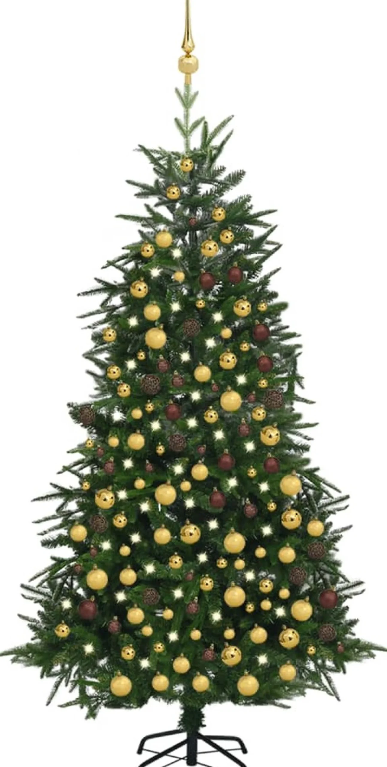 VidaLife Kunstkerstboom Met Led's En Kerstballen 210 Cm Pvc En Pe Groen Cheap
