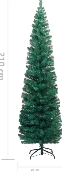 VidaLife Kunstkerstboom Met Led's En Standaard Smal 210 Cm Pvc Groen Clearance