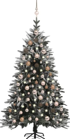VidaLife Kunstkerstboom Met Led's, Kerstballen En Sneeuw 180 Cm Pvc Pe Flash Sale