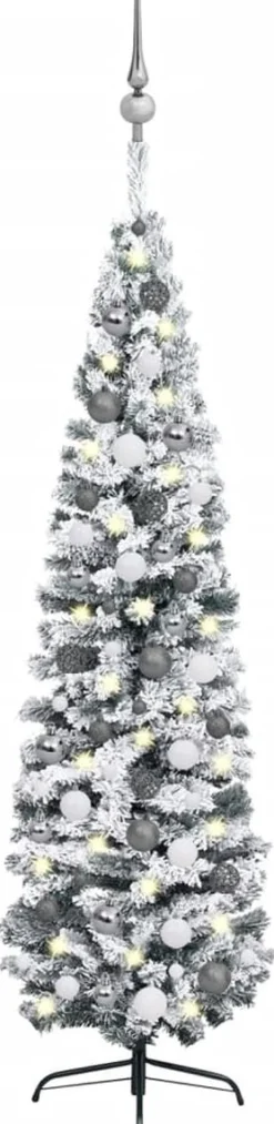 VidaLife Kunstkerstboom Met Led's En Kerstballen Smal 240 Cm Groen Best Sale