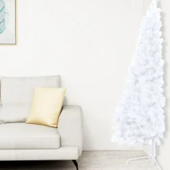 VidaLife Kunstkerstboom Met Led's En Standaard Half 150 Cm Pvc Wit Sale