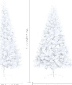 VidaLife Kunstkerstboom Met Led's En Standaard Half 150 Cm Pvc Wit Sale