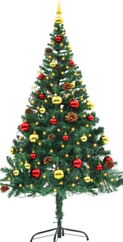 VidaLife Kunstkerstboom Met Kerstballen En Led's 150 Cm Groen Cheap