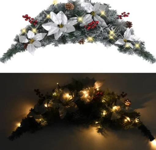 vidaXL Guirlandes> Kerstboog Met Led-Lampjes 90 Cm Pvc Groen